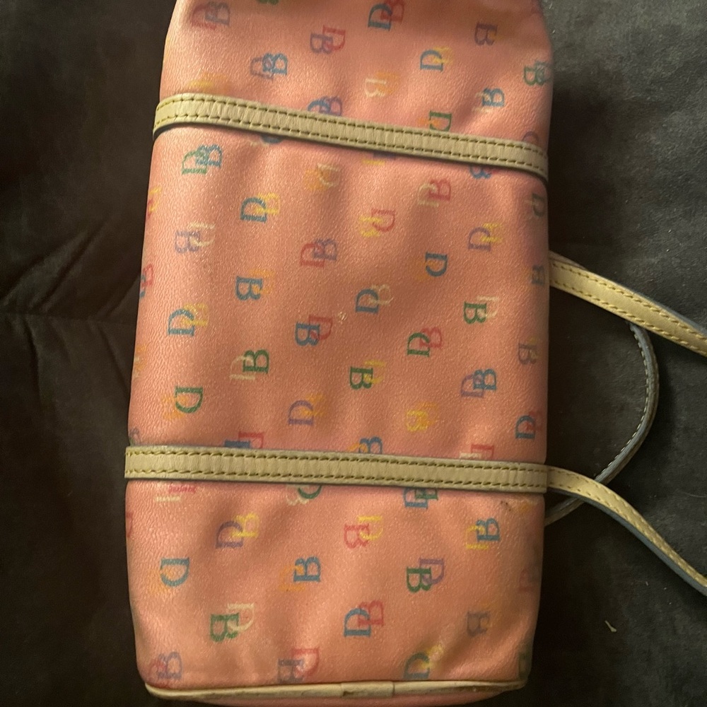 Dooney Bourke Rainbow Zipper Speedy Pink  Barrel Satchel Signature Heart HangTag